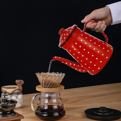 Enamel coffee pot, fine water flask, enamel coffee hand-pour pot, butter pot, crane's mouth pot, cold water bottle, wine vinegar pot