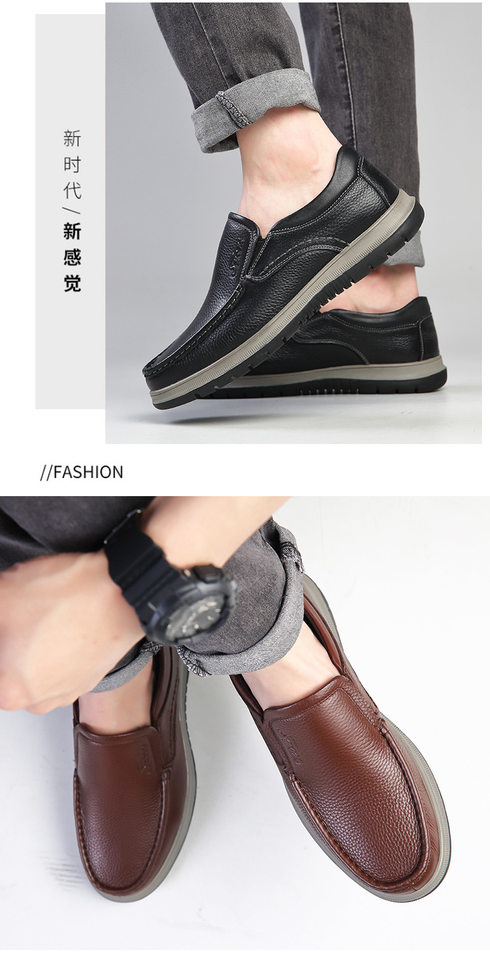 Giày lười nam da bò mũi tròn gót thấp 1–3 cm, kiểu mới mùa thu đông — Bông xanh, Bông đen, Màu xanh da trời, đen chi tiết 22