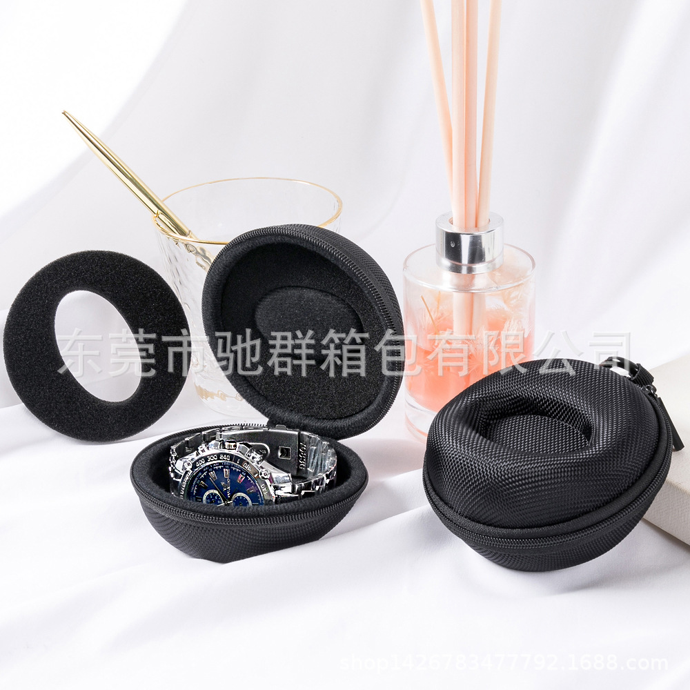 En stock EVA reloj bolsa de almacenamiento anti-presión anti-caída arriba y abajo de dos capas esponja forrado caja de reloj fácil de llevar en viaje de negocios