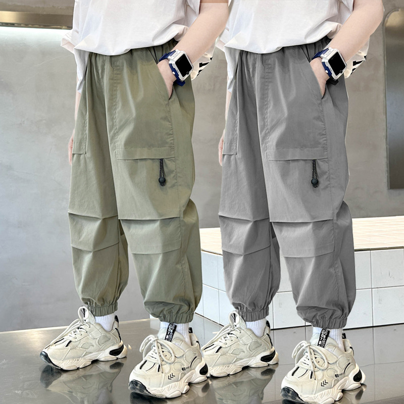 Boys' Anti-Mosquito Pants Summer Thin Children's Cargo Pants 2025 New Big Kids Ice Silk Long Pants Sports Pants Summer Wear