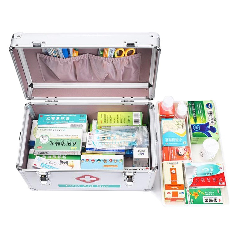 Family medicine box household medicine box aluminum alloy medicine box enterprise emergency multi-purpose medicine box a generation of hair
