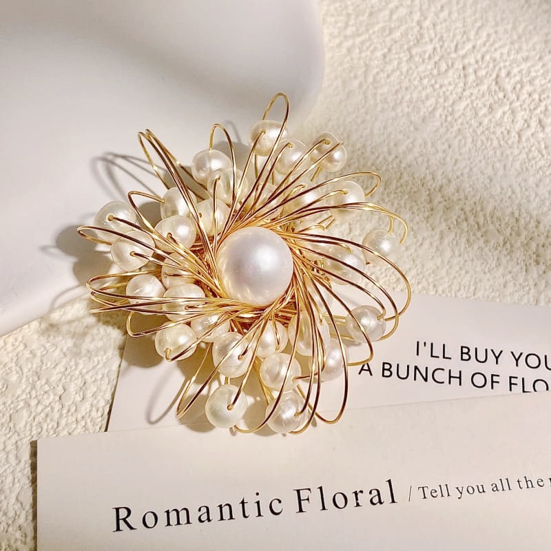 Lushi Jewelry Freshwater Pearl Gypsophila Pearl Flower Corsage High-End Brooch