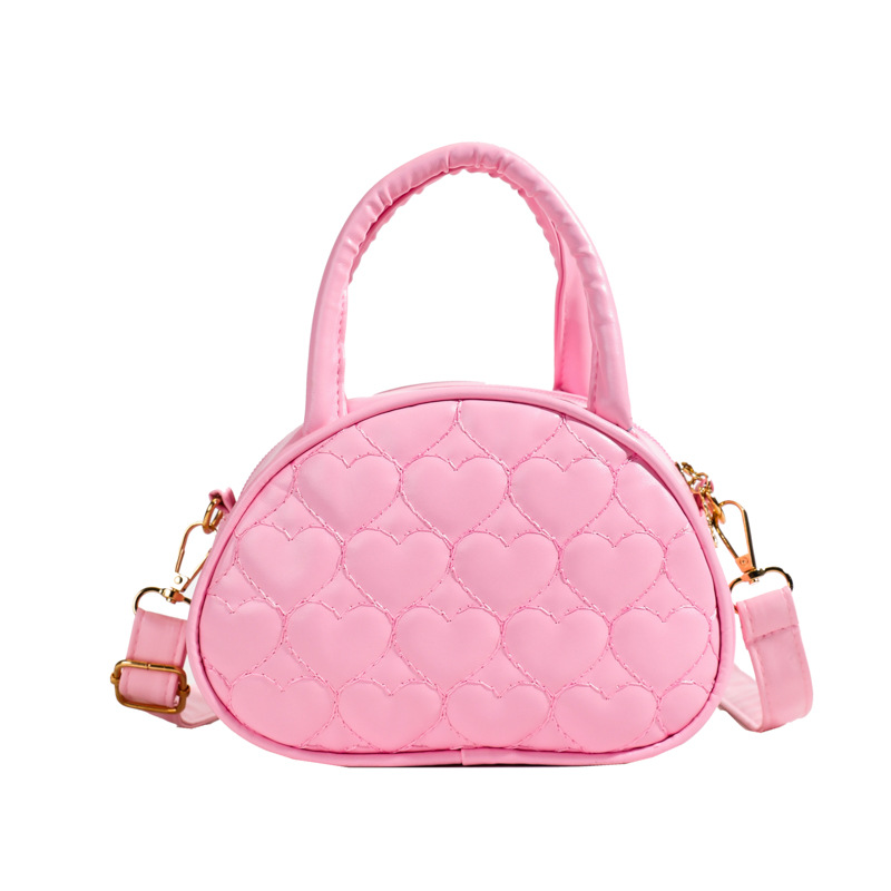 Bolso de hombro coreano para niñas de moda de color sólido amor bordado bolso de mano para niños 2025 nuevo mini bolso para niños