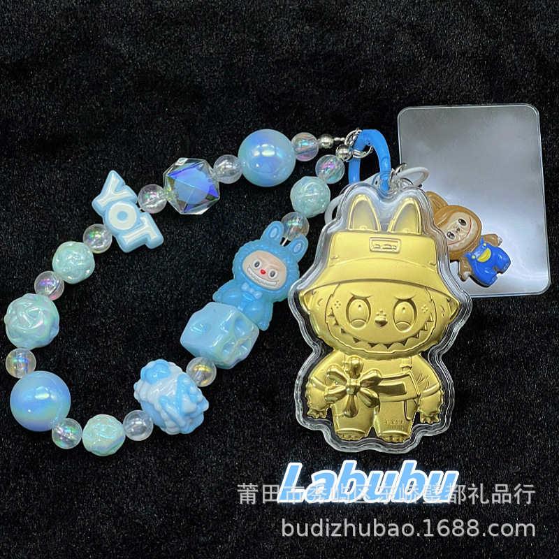 Shuibeitong 純金バブルマート LABUBU 漫画携帯電話チェーンロープペンダントラブブキーホルダーペンダント|undefined