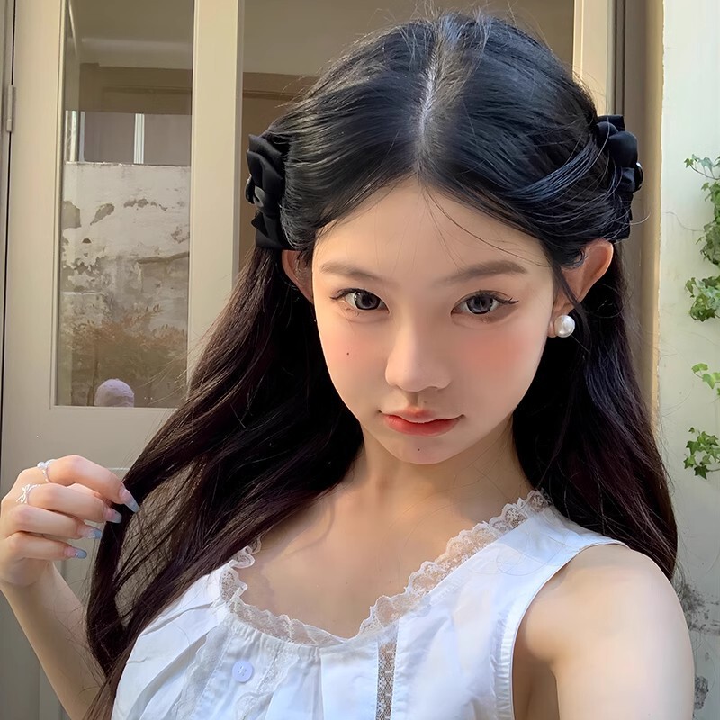 【1ペア】エルフ耳型リボングリッパー プリンセスヘッドサイドヘアグリッパー トップクリップ 前髪クリップ 頭頂部を高めるヘアピン ヘアアクセサリー|undefined