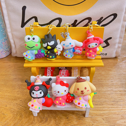 Couple Keychain Cartoon Doll School Bag Pendant Bag Pendant Car Keychain PVC Soft Plastic Doll Wholesale