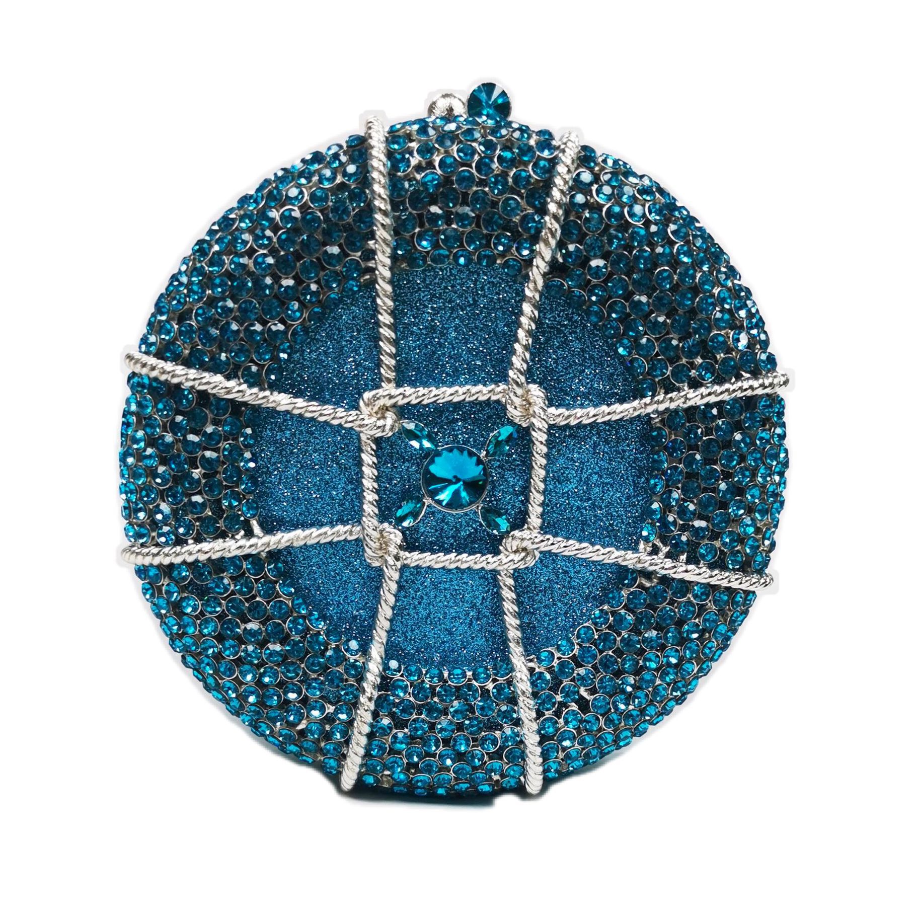 * Nuevo botón de suerte transfronterizo bolso de cena de diamantes redondo bolso de vestido de mano bolso de diamantes de banquete europeo y americano bolso de mujer