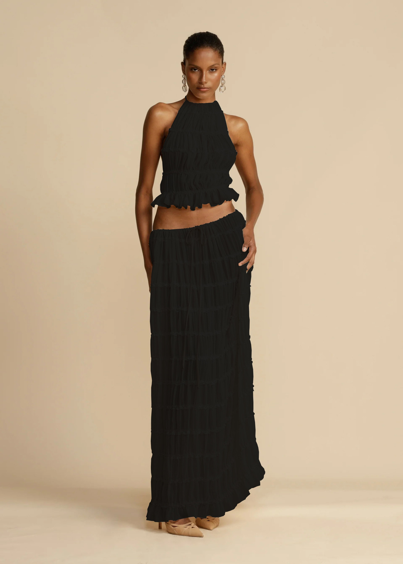 84g Weight Sleeveless Sleeve Length Polyester Fabric Type Skirt Co-ord Set Sets Type 2 Pieces Set Quantity Daily, Beach, Date Occasion Halter Neck Neckline Regular Fit Fit Type Solid Color Pattern Summer Season Women's Gender Sexy Style Daily Beach Date Women's Sexy Solid Color Polyester Skirt Co-ord Set Skirt Sets 20