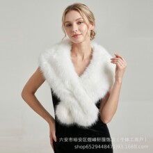 外贸跨境仿皮草毛领披肩亚马逊货源蓬松暖和加厚斗篷礼服保暖百搭