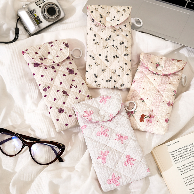 Runhui's New Lightweight Printed Glasses Storage Bag, Cross-Border Anti-Scratch Protective Cover for Glasses, Travel Floral Glasses Bag
