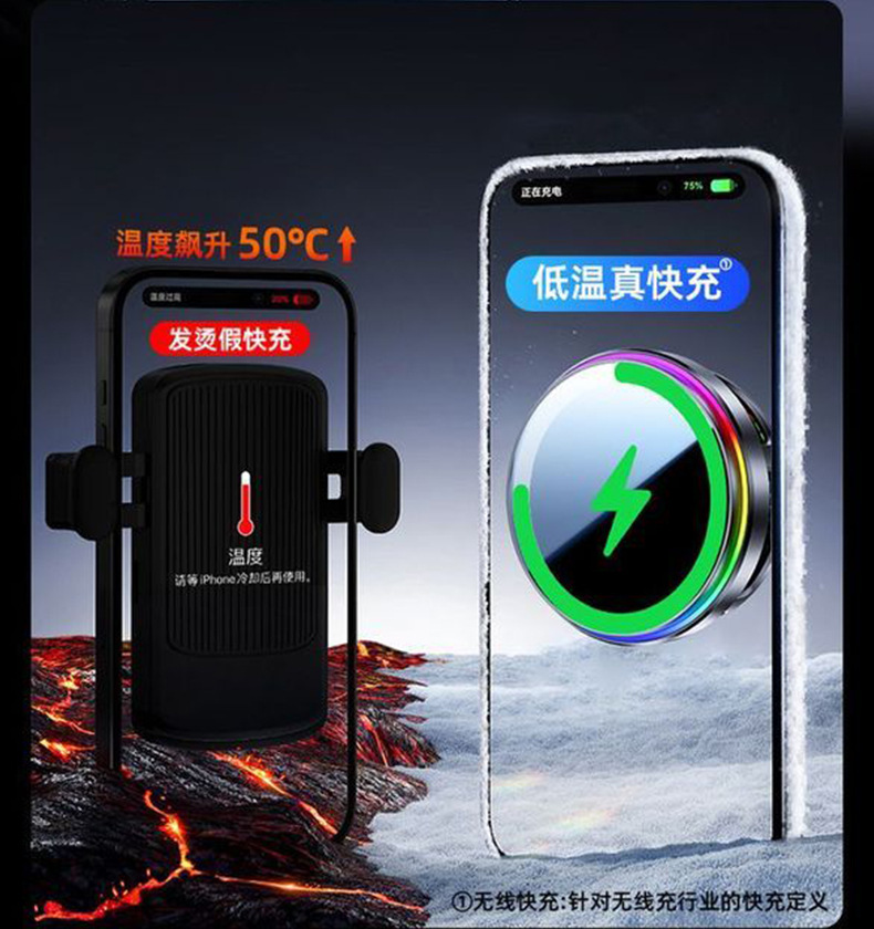 Qi2.2 Magnetic Wireless Charging Car Phone Holder with Semiconductor Cooling 25W Dual-Sided Magnetic Detachable Fast Charging