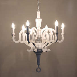 经典外贸款罗马木头灯客厅卧室书房餐厅5头5头树脂蜡烛吊灯定制