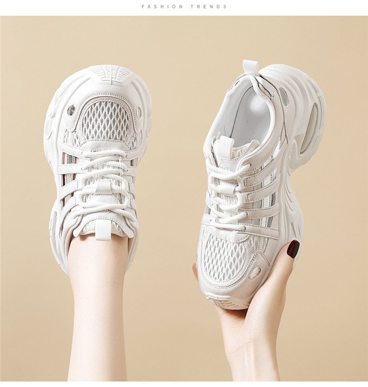 Giày sneaker nữ đế dày lưới thoáng khí phong cách thể thao gót 5 cm — 7234 bột sâm panh cao gót 5cm, 7234 gót trắng cao 5cm chi tiết 10