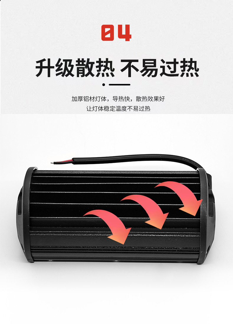 Cross-border car LED work light 120W high-brightness three-row 7inch strip light off-road vehicle roof light front bumper spotlight modification