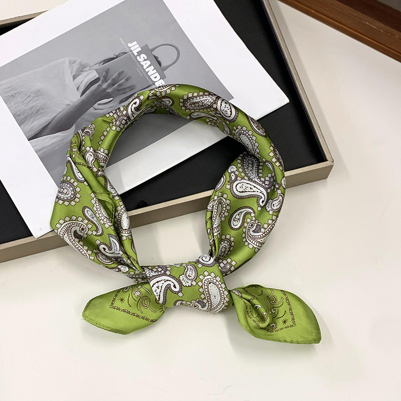 Buñuelo de seda cuadrada de impresión digital coreana para mujeres, buñuelo de cuello, buñuelo de cuello, buñuelo de moda, cinta