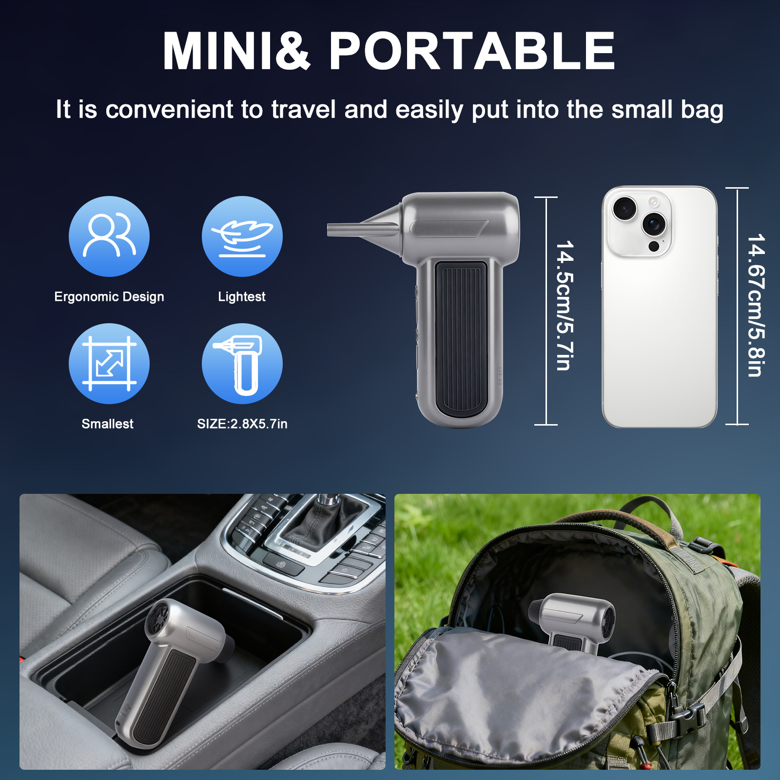 Cross-border bestseller: Multifunctional powerful fan, mini portable dust blower, wireless handheld car vacuum cleaner