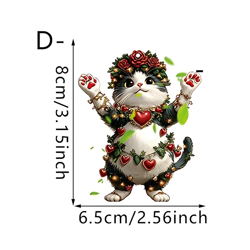 跨境情人节爆款玫瑰花小猫咪2D亚克力汽车装饰挂件背包钥匙扣配饰|undefined