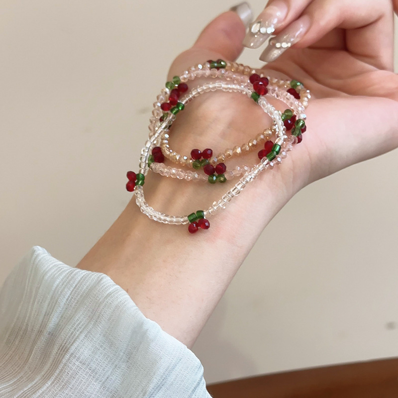 Cute Sweet Cherry Artificial Crystal Seed Bead Beaded Chain Beaded Bracelets Wholesale display picture 26