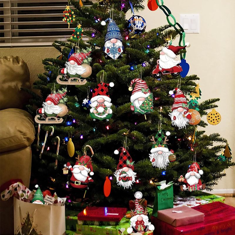 クリスマスドワーフ木製吊り下げ装飾品クリスマスツリー装飾用ドワーフサンタ人形ぶら下げクラフト|undefined