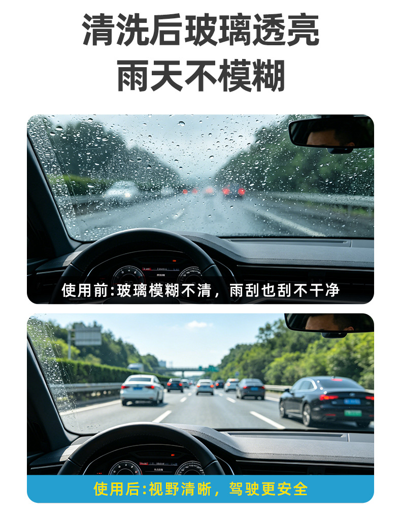 Car Glass Oil Film Remover, Powerful Concentrated Car Glass Cleaner for Front Windshield