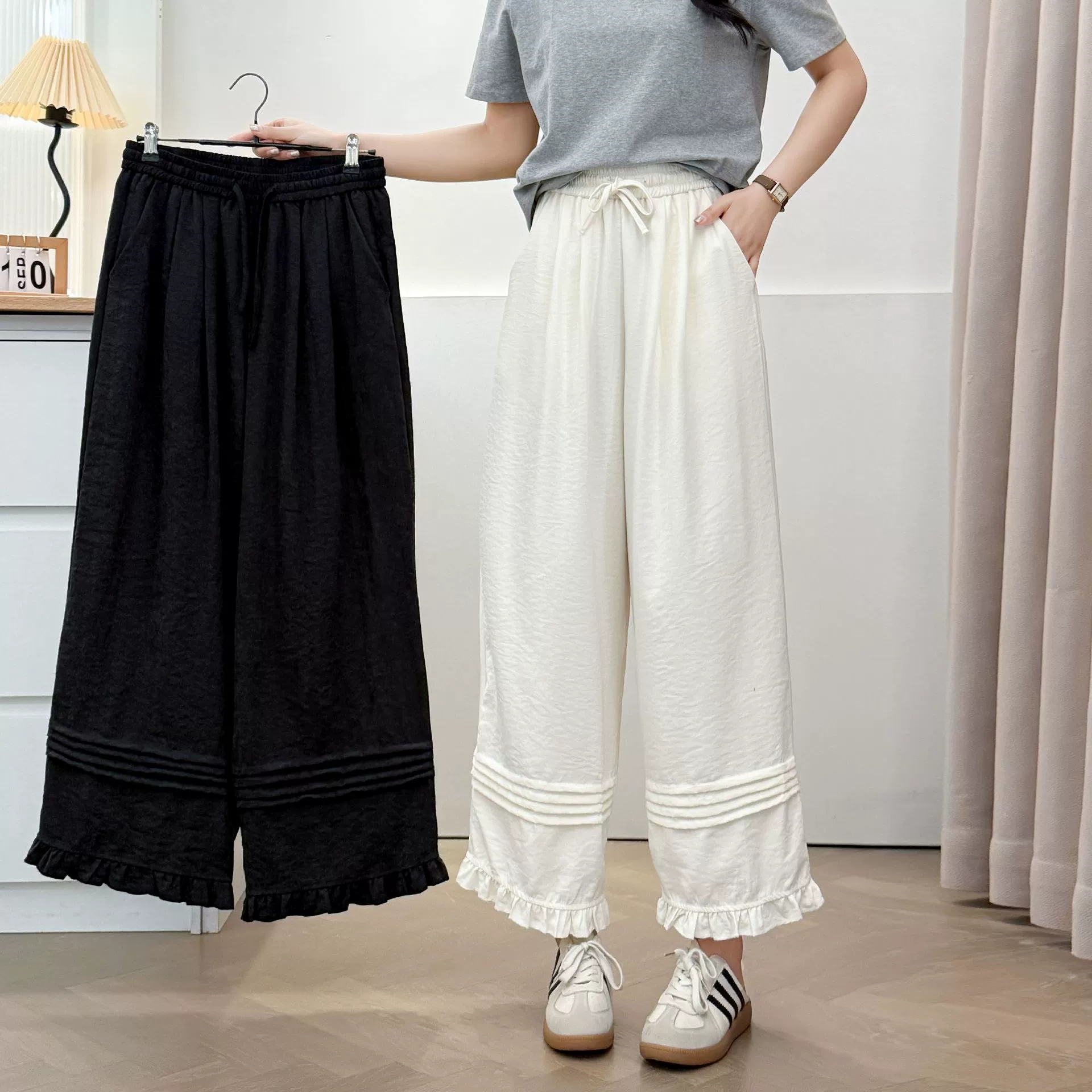 Летние брюки 2025 года, большие размеры, свободные и удобные женские повседневные брюки с плиссировкой и строчкой, модель 2528