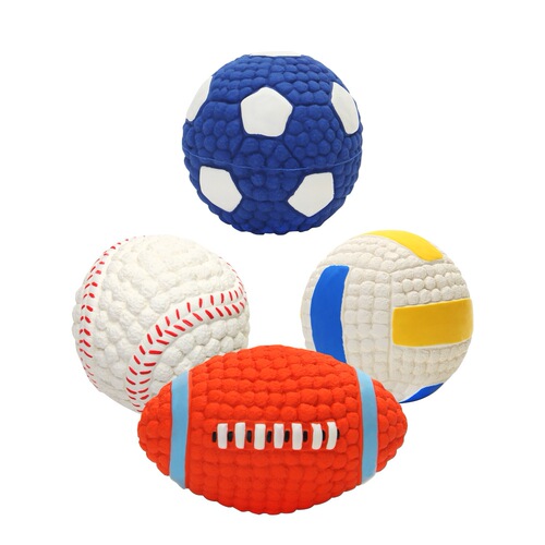 Yite Pet Products Latex Rugby Soccer Series Puppy Molar Sound Ball Interactive Boredom Relief Dog Toy