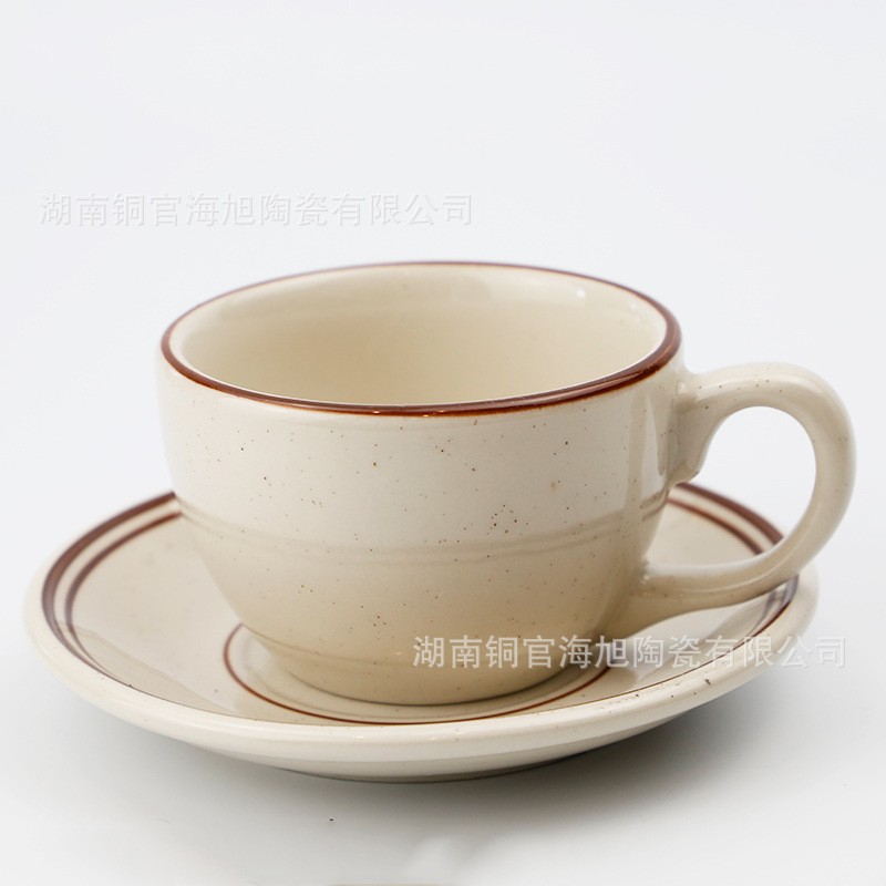 손으로 그린 ​​갈색 가장자리 참깨 도트 중간 크기 210ml