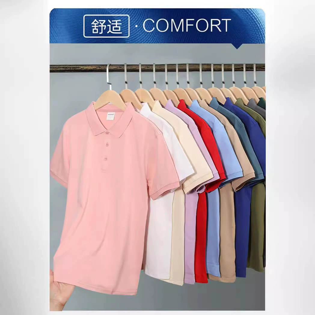 Высококачественная однотонная хлопковая мягкая глянцевая дышащая футболка с короткими рукавами и лацканами, 210 г, мужская рубашка-поло с принтом логотипа