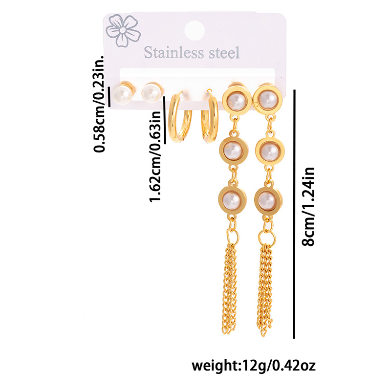 1 Set Lady Geometric Tassel Plating 304 Stainless Steel Drop Earrings Earrings Ear Studs display picture 7