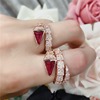 Ruby tourmaline golden elastic ring, diamond encrusted, silver 925 sample, pink gold