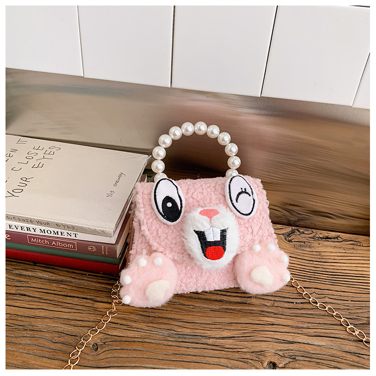 Caricatura lindo gatito niña bolsa de hombro bolsa de perlas de peluche otoño invierno 2026 nuevo accesorios para niños bolsa