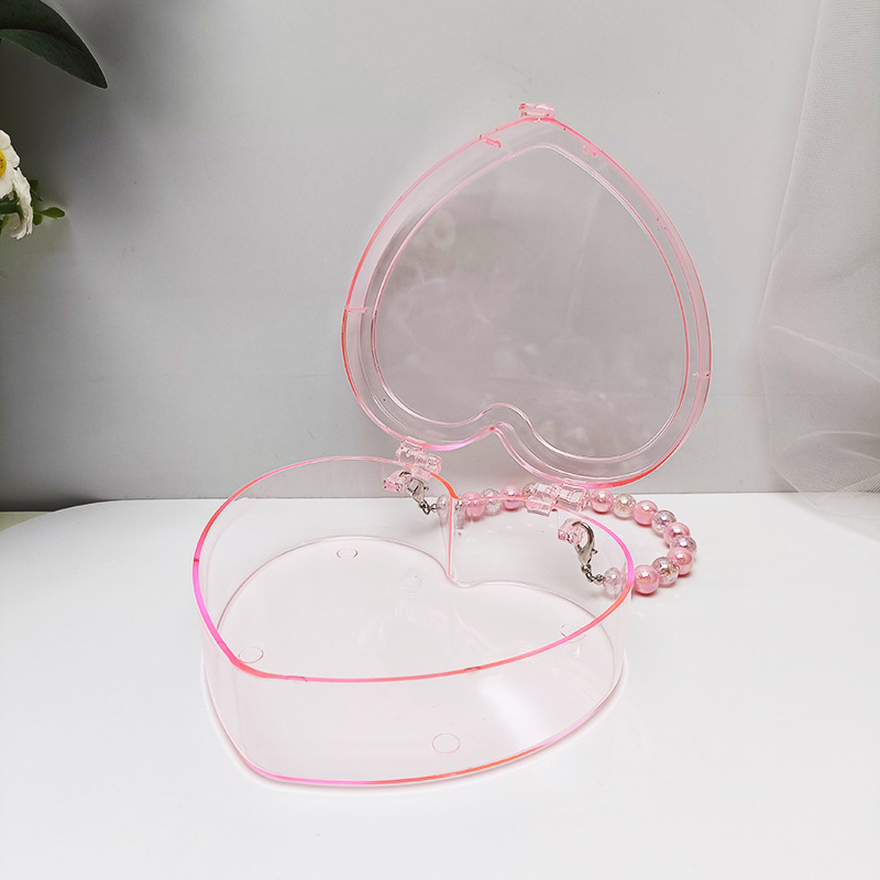 136g Weight Jewelry bag Classification Plastic Material Heart Shape, Solid Color Pattern Plastic Heart Shape Solid Color Jewelry Bag 无
