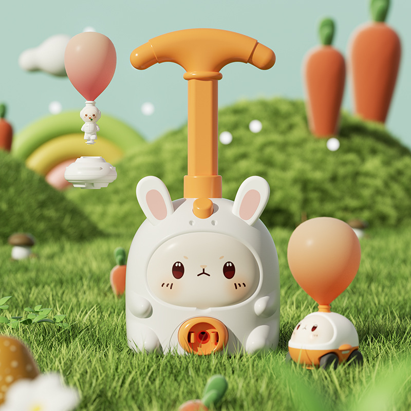 자동차 1대 + 풍선 6개를 갖춘 새로운 노란색 토끼