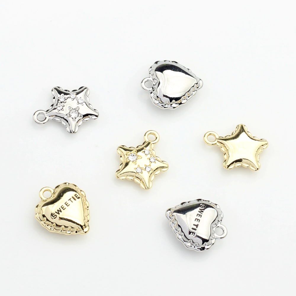 50g Weight Pendant Jewelry Making Type Rhinestones Inlay Material DIY Jewelry Accessories Classification 10 PCS/Package Quantity Alloy Material Star, Heart Shape Pattern Plating, Inlay Design Simple Style Style 10 PCS/Package Alloy Rhinestones Star Heart Shape Pendant 3