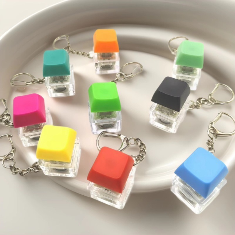 Cross-Border Luminous High-Transparency Decompression Button Mechanical Keyboard Pinch Finger Boredom Decompression Button Vent Keychain