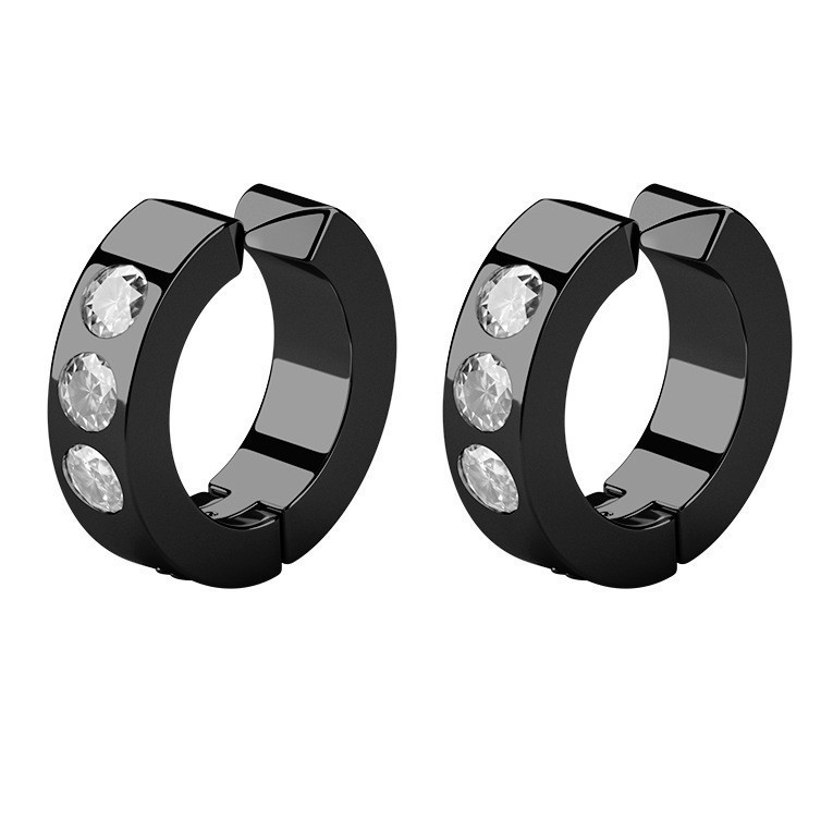 X266-A (black diamond ear clip) a pair