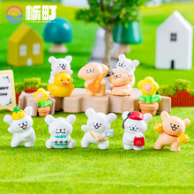 可爱开心游玩小白狗微景观创意树脂摆件客厅装饰品车载桌面小摆件