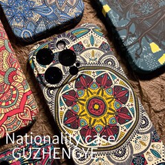 Iphone16 promax携帯ケース潮牌民族風夜光レリーフリンゴ15転倒防止保護カバーソフト