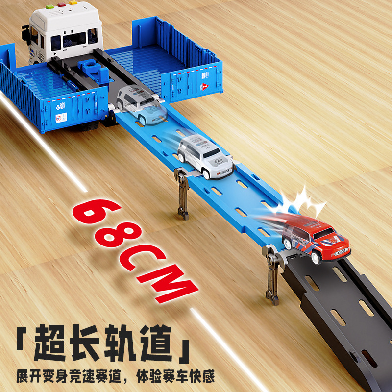 Niños de aleación de acertijo contenedor de ingeniería de deformación gran camión carril catapulta coche 6 juguetes para niños de 3 años