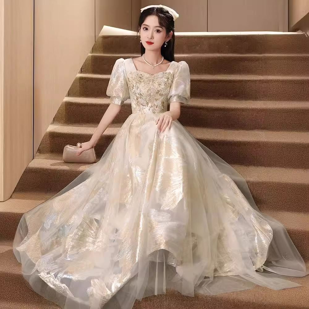 Evening Dress for Women 2026 New Style Elegant and Ethereal Banquet Host Performance Costume for High-End Piano Performance and Art Exams