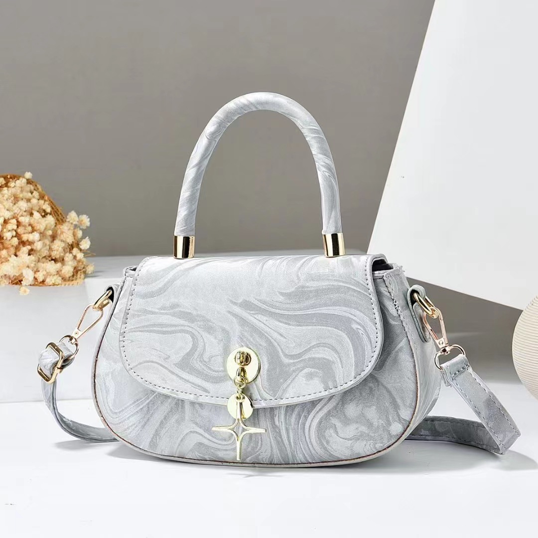 577g Weight Sewing Thread Fashion Element Women's Pu Leather Star Elegant Classic Style Sewing Thread Oval Flip Cover Shoulder Bag