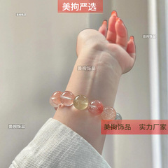 女性用の厳選されたオリジナルのラビットファークリスタルブレスレット、アクアマリン天然クリスタルマルチジュエルブレスレット、フレッシュで多用途、ガールフレンドへのギフト