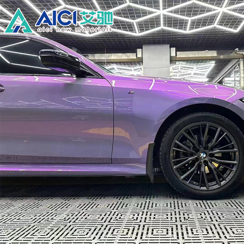 Tpu Magic Gray and Purple Car Color Change Film, High-Definition Gradient Dual-Color Hydrophobic Anti-Stain Easy-To-Clean Scratch Self-Repairing