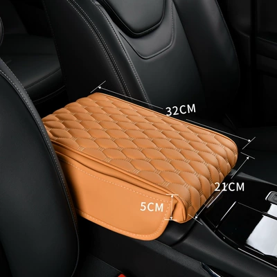 Pad Storage Bag Car Tissue, Armrest box pad - medium-thickness-with-side-pockets-saddle-brown