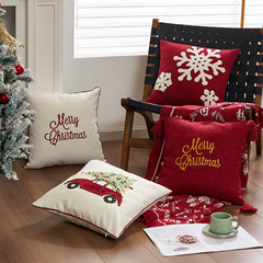 クロスボーダー新型クリスマス刺繍抱き枕クッションセットクリスマス雪花鹿45x45cmベッド家庭用枕