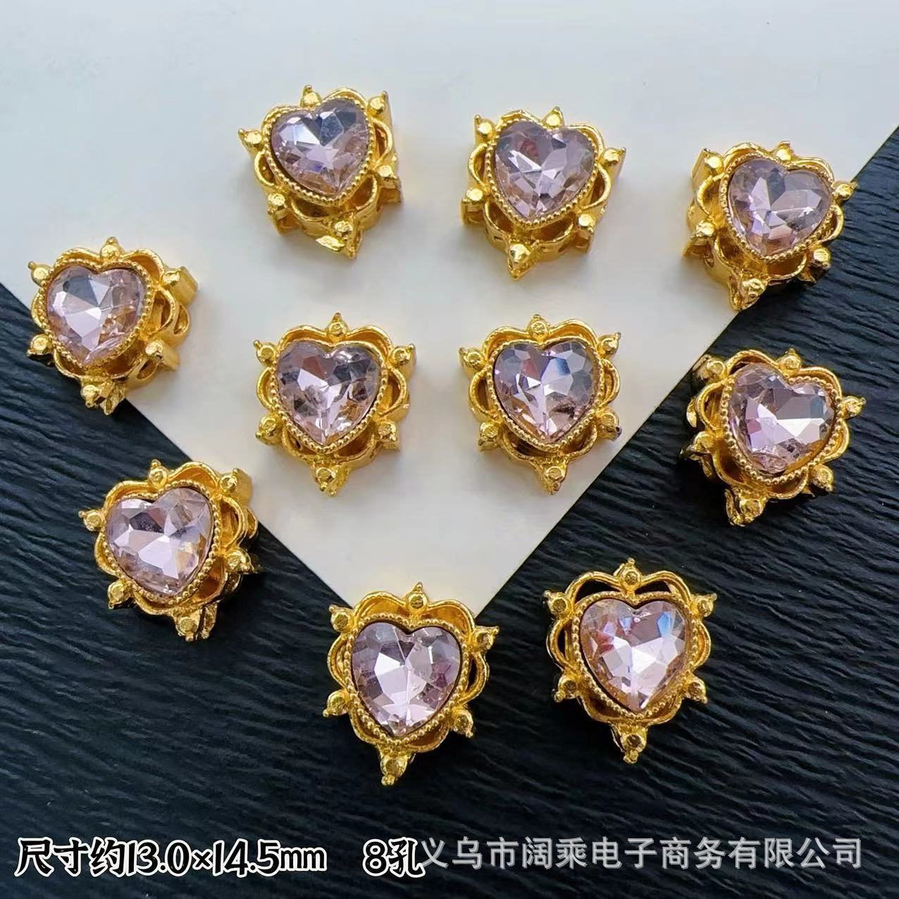 マイクロ象嵌ジルコニウムダイヤモンドマルチカラーピーチハートラブ8穴ビーズリング表面DIYビーズブレスレットネックレスジュエリーアクセサリー