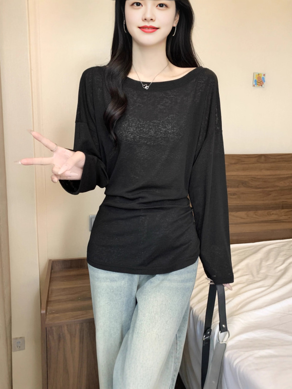 大码女装早秋斜肩上衣绑带设计感纯欲风显瘦大码女装T恤|undefined
