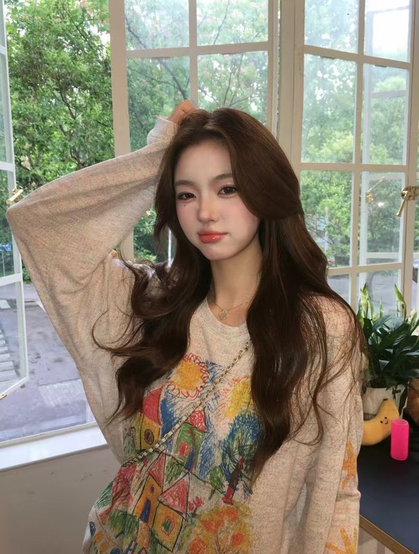 现货高版本ac家甜美感涂鸦圆领长袖t恤百搭新款上衣减龄时尚简约|undefined