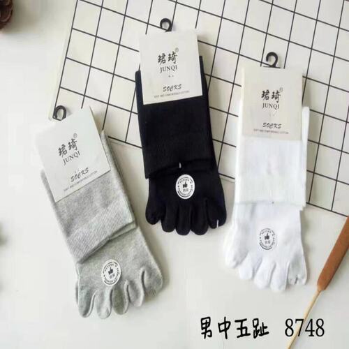 Junqi Four Seasons Men's Solid Color Business Breathable Sweat-Absorbent Toe Socks Mid-Tube Split Toe Socks Casual Cotton Socks Wholesale