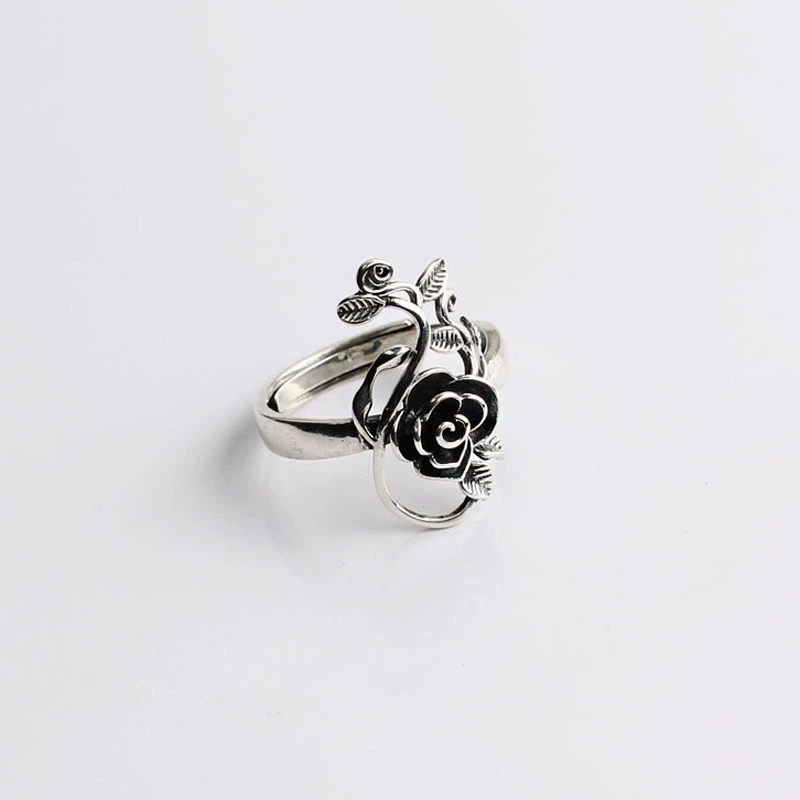Retro universal fashionable ring, silver 925 sample, flowered